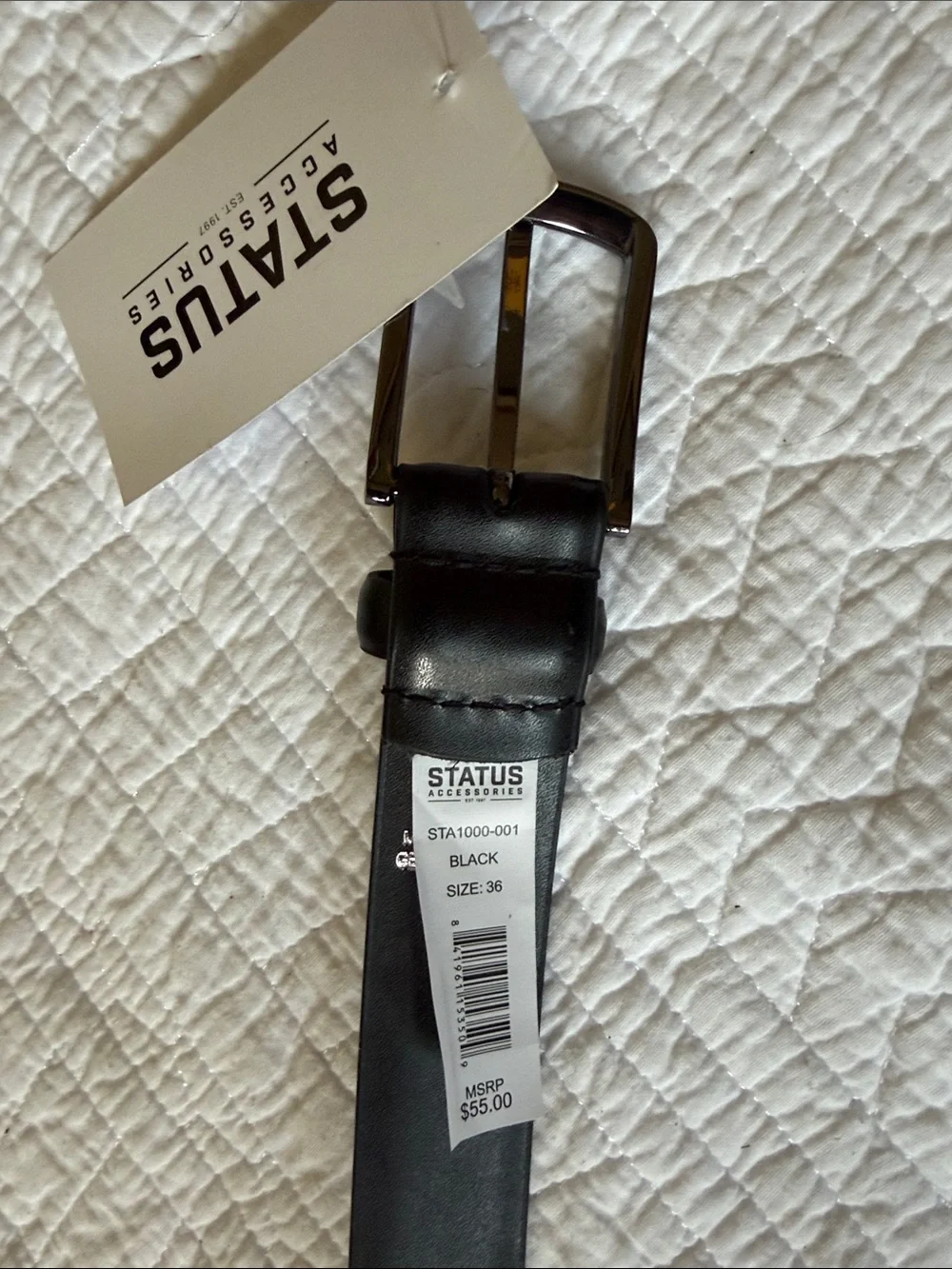 Sleek Black Leather Men's Belt with Silver Buckle